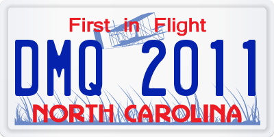 NC license plate DMQ2011