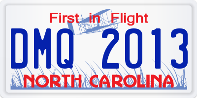 NC license plate DMQ2013