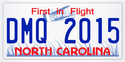 NC license plate DMQ2015
