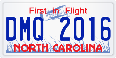 NC license plate DMQ2016