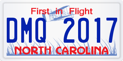 NC license plate DMQ2017