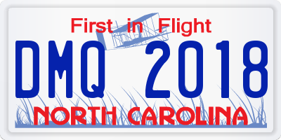 NC license plate DMQ2018