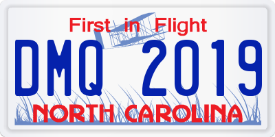 NC license plate DMQ2019