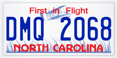 NC license plate DMQ2068