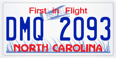 NC license plate DMQ2093