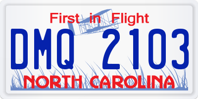 NC license plate DMQ2103
