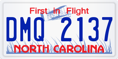 NC license plate DMQ2137