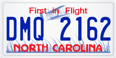 NC license plate DMQ2162