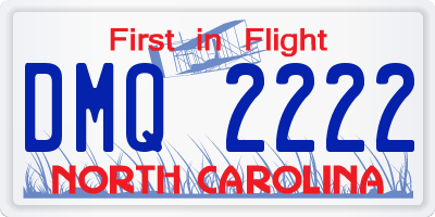 NC license plate DMQ2222