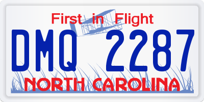 NC license plate DMQ2287