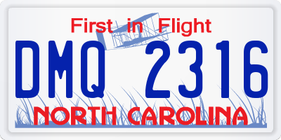 NC license plate DMQ2316