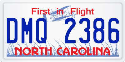 NC license plate DMQ2386