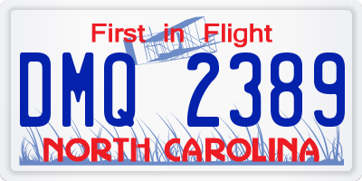 NC license plate DMQ2389