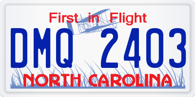 NC license plate DMQ2403