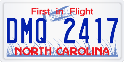 NC license plate DMQ2417