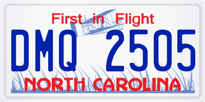 NC license plate DMQ2505