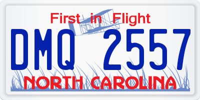 NC license plate DMQ2557