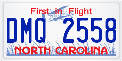 NC license plate DMQ2558