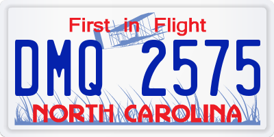 NC license plate DMQ2575