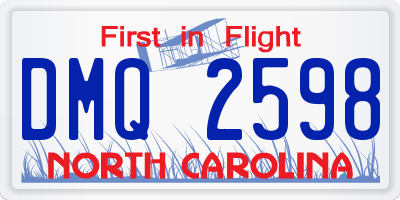 NC license plate DMQ2598