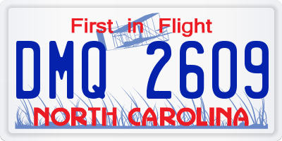 NC license plate DMQ2609