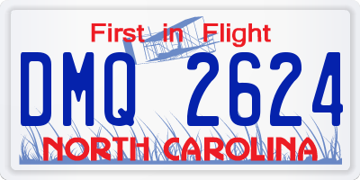 NC license plate DMQ2624