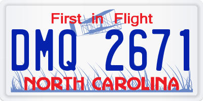 NC license plate DMQ2671