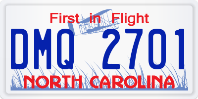 NC license plate DMQ2701