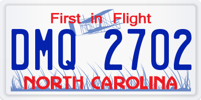 NC license plate DMQ2702