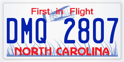 NC license plate DMQ2807