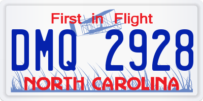 NC license plate DMQ2928