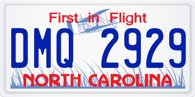NC license plate DMQ2929