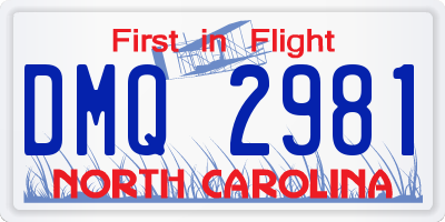 NC license plate DMQ2981