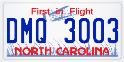 NC license plate DMQ3003