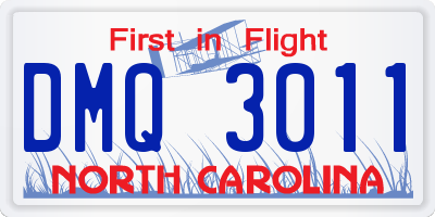 NC license plate DMQ3011
