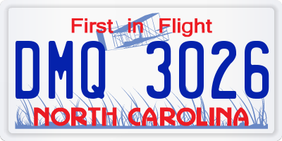 NC license plate DMQ3026