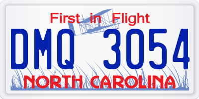 NC license plate DMQ3054