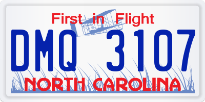NC license plate DMQ3107