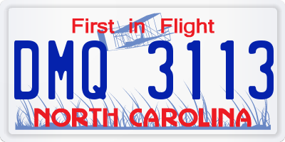 NC license plate DMQ3113