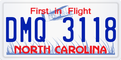 NC license plate DMQ3118