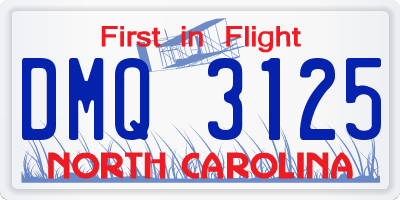 NC license plate DMQ3125