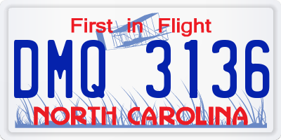 NC license plate DMQ3136
