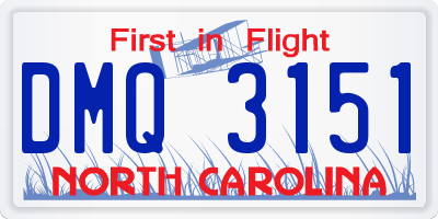 NC license plate DMQ3151