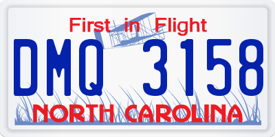 NC license plate DMQ3158