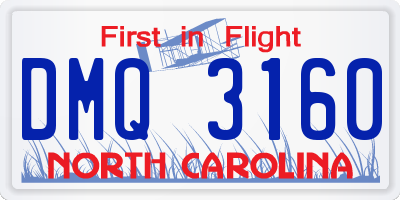NC license plate DMQ3160