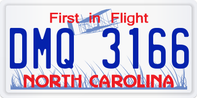 NC license plate DMQ3166