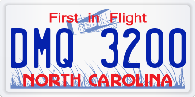NC license plate DMQ3200