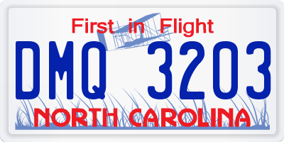 NC license plate DMQ3203