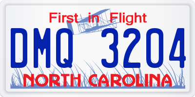 NC license plate DMQ3204
