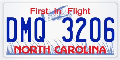 NC license plate DMQ3206